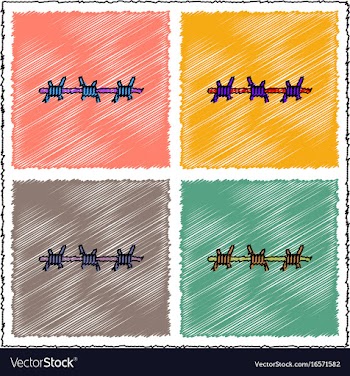 Collection of flat shading style icons barbed wire vector image