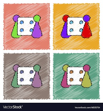 Collection of flat shading style icons board game vector image