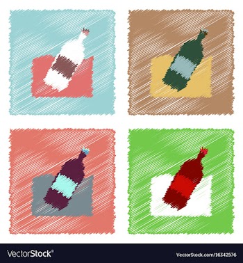 Collection of flat shading style icons bottle in vector image