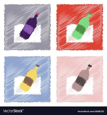 Collection of flat shading style icons bottle in vector image
