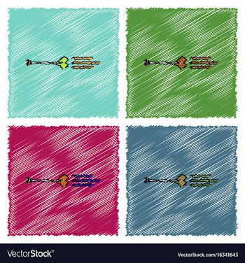 Collection of flat shading style icons bow arrow vector image