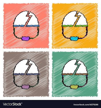Collection of flat shading style icons broken vector image
