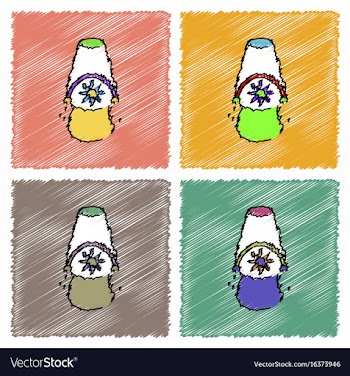 Collection of flat shading style icons bucket and vector image