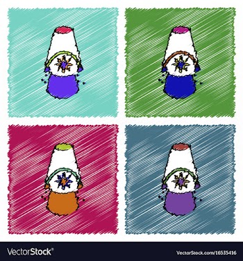 Collection of flat shading style icons bucket and vector image