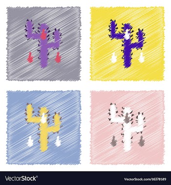 Collection of flat shading style icons cactus and vector image
