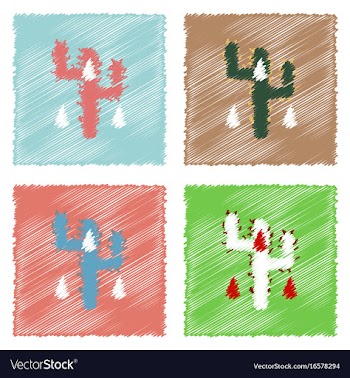 Collection of flat shading style icons cactus and vector image