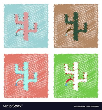 Collection of flat shading style icons cactus vector image