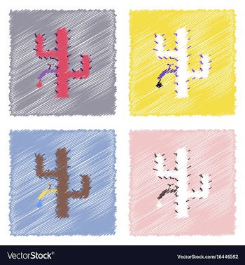 Collection of flat shading style icons cactus vector image
