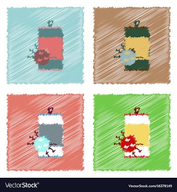 Collection of flat shading style icons canned and vector image