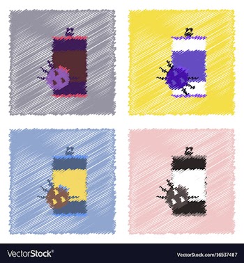 Collection of flat shading style icons canned and vector image
