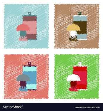 Collection of flat shading style icons canned and vector image