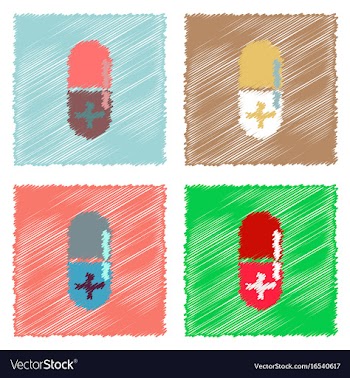 Collection of flat shading style icons capsule vector image