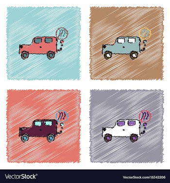 Collection of flat shading style icons car and vector image