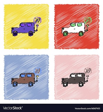 Collection of flat shading style icons car and vector image