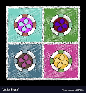 Collection of flat shading style icons casino chip vector image