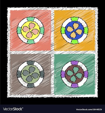 Collection of flat shading style icons casino chip vector image