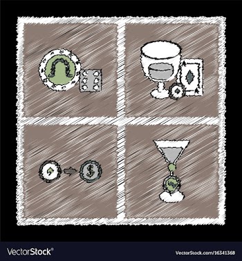 Collection of flat shading style icons casino vector image