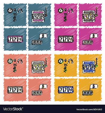 Collection of flat shading style icons casino vector image