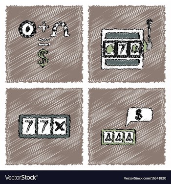 Collection of flat shading style icons casino vector image