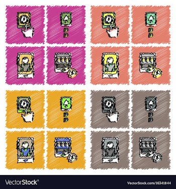 Collection of flat shading style icons casino vector image