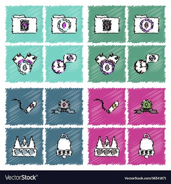 Collection of flat shading style icons casino vector image