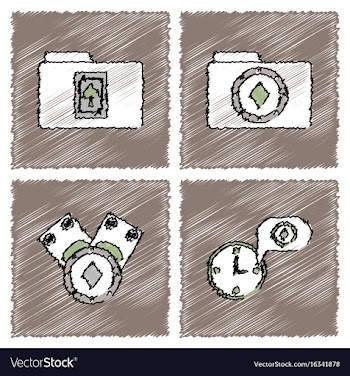 Collection of flat shading style icons casino vector image