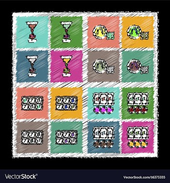 Collection of flat shading style icons casino vector image