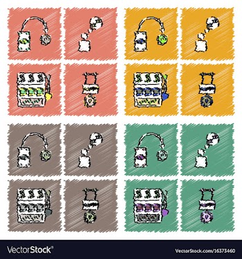 Collection of flat shading style icons casino vector image