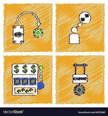 Collection of flat shading style icons casino vector image