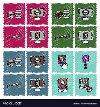 Collection of flat shading style icons casino vector image