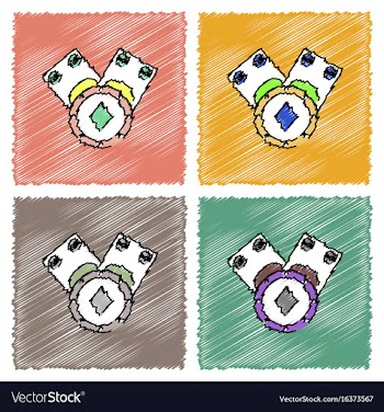 Collection of flat shading style icons casino vector image