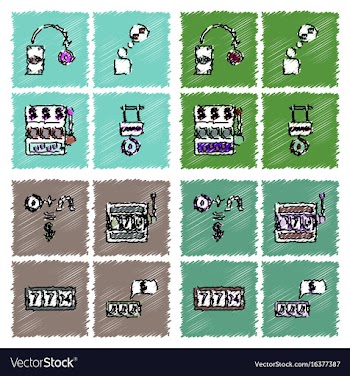 Collection of flat shading style icons casino vector image