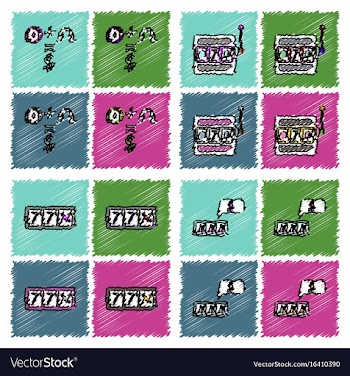 Collection of flat shading style icons casino vector image