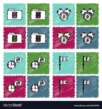 Collection of flat shading style icons casino vector image