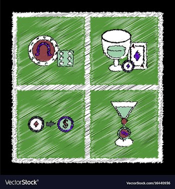 Collection of flat shading style icons casino vector image