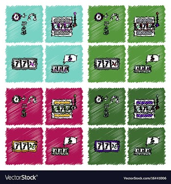 Collection of flat shading style icons casino vector image