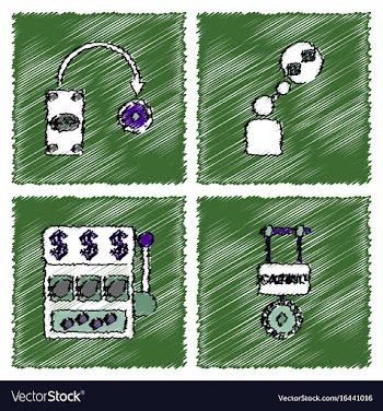 Collection of flat shading style icons casino vector image