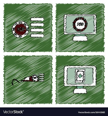 Collection of flat shading style icons casino vector image