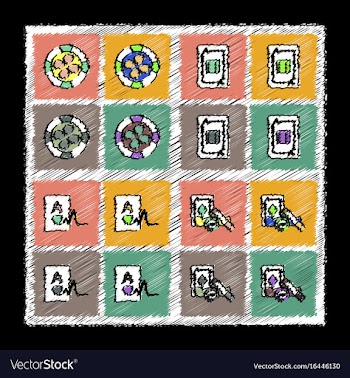 Collection of flat shading style icons casino vector image