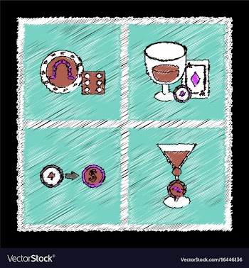 Collection of flat shading style icons casino vector image
