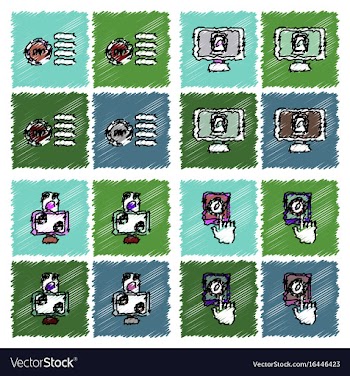 Collection of flat shading style icons casino vector image