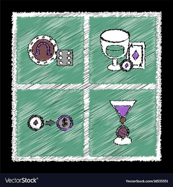 Collection of flat shading style icons casino vector image