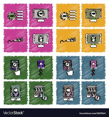 Collection of flat shading style icons casino vector image