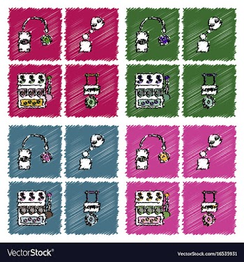 Collection of flat shading style icons casino vector image