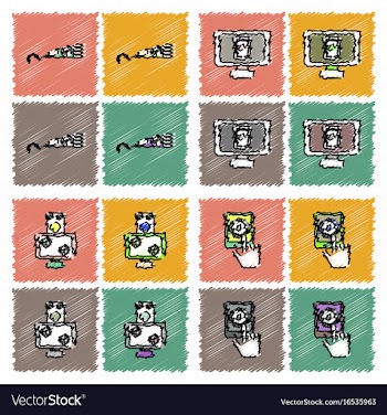 Collection of flat shading style icons casino vector image