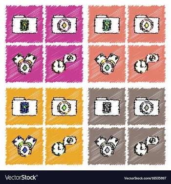 Collection of flat shading style icons casino vector image