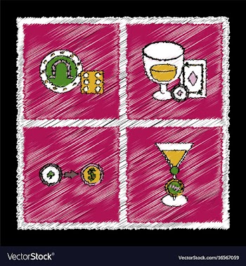 Collection of flat shading style icons casino vector image