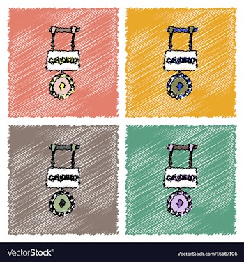Collection of flat shading style icons casino vector image