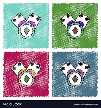 Collection of flat shading style icons casino vector image