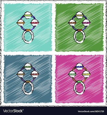 Collection of flat shading style icons children vector image
